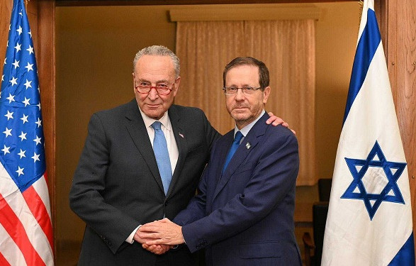 Президент Израиля встречает двухпартийную делегацию США во главе с Шумером