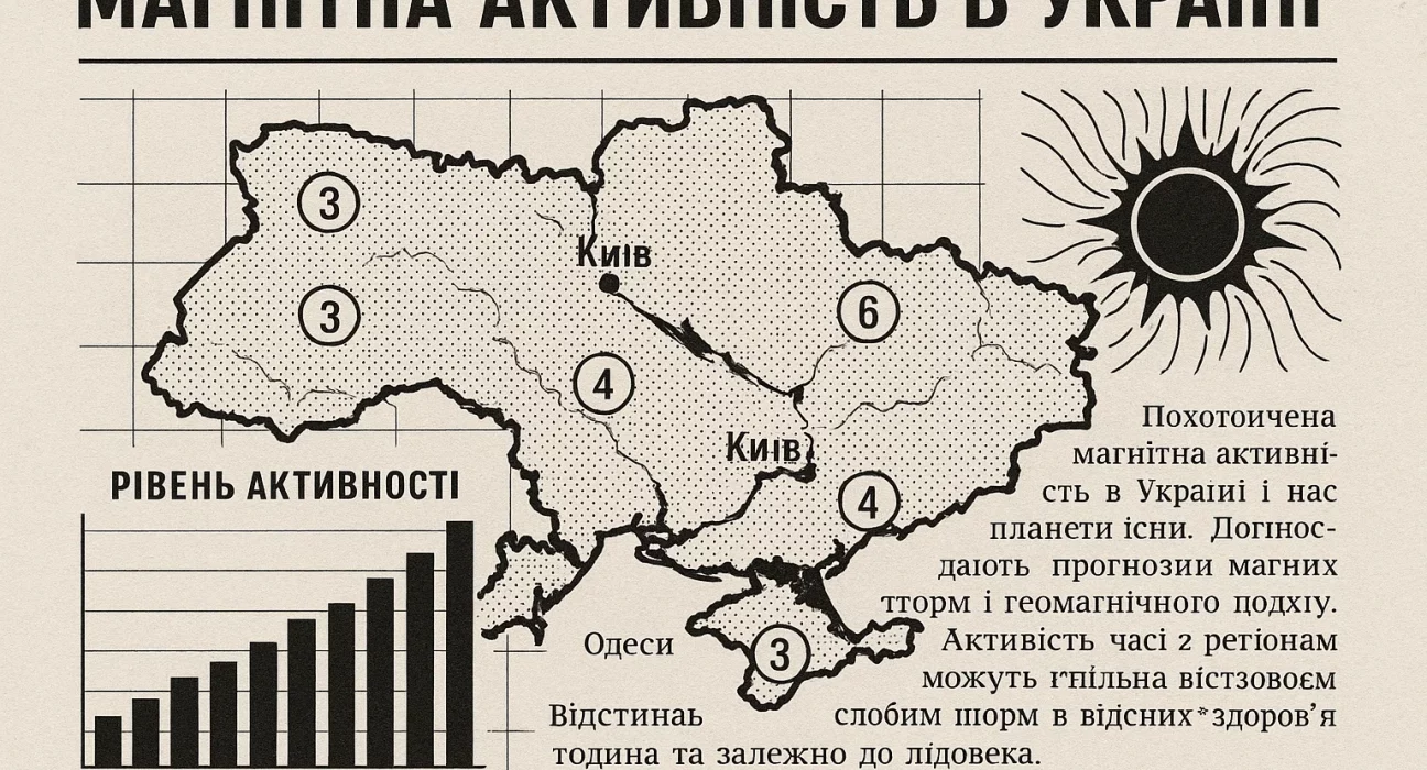 Магнітна буря 22 серпня 2025 року в Україні: прогноз по регіонах