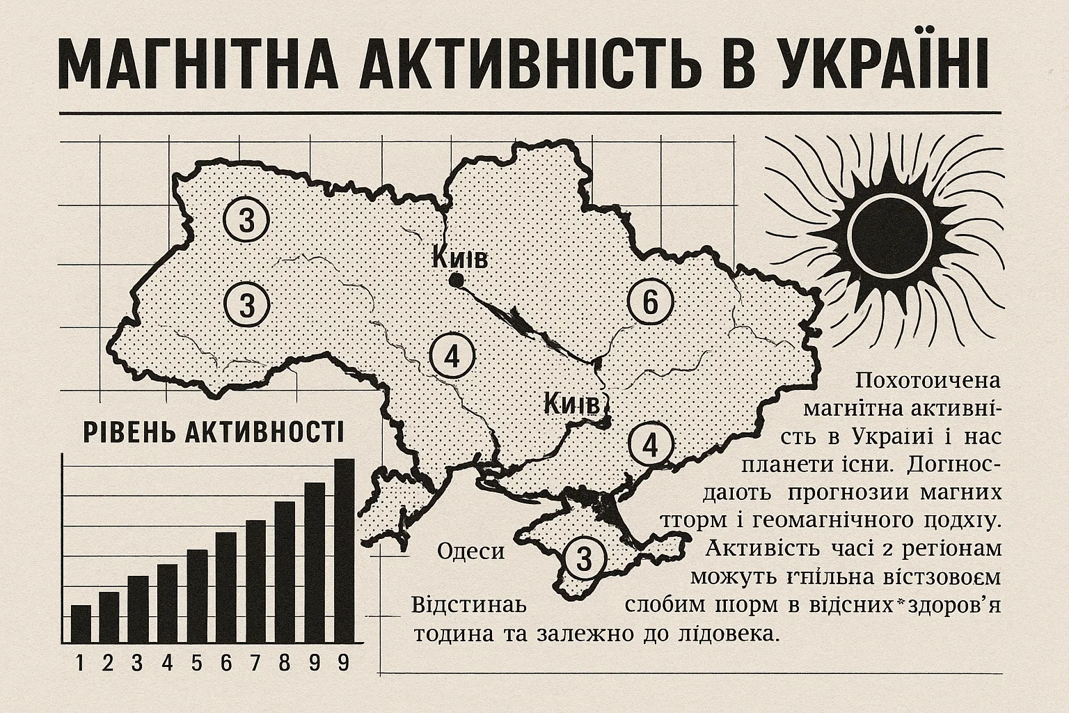 Магнітна буря 22 серпня 2025 року в Україні: прогноз по регіонах