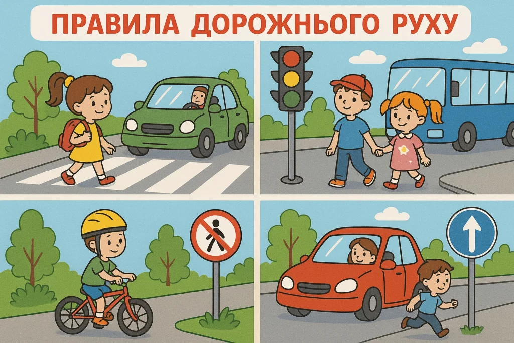 Малюнки з правилами дорожнього руху для дітей: картинки та розмальовки