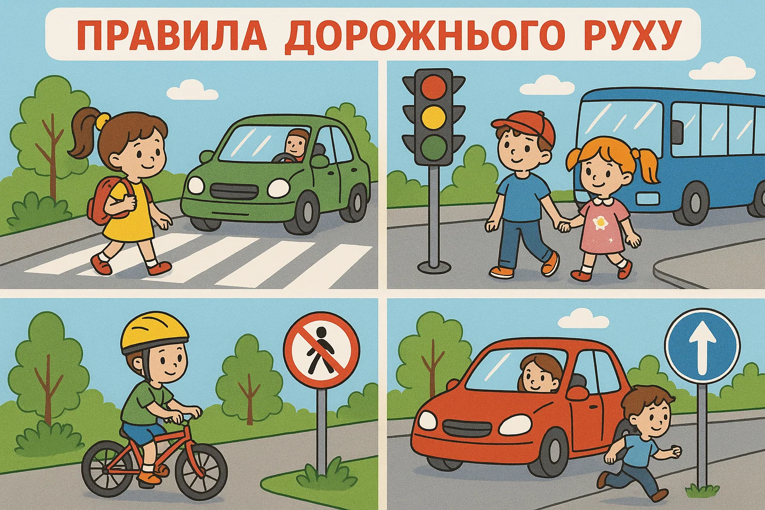 Малюнки з правилами дорожнього руху для дітей: картинки та розмальовки