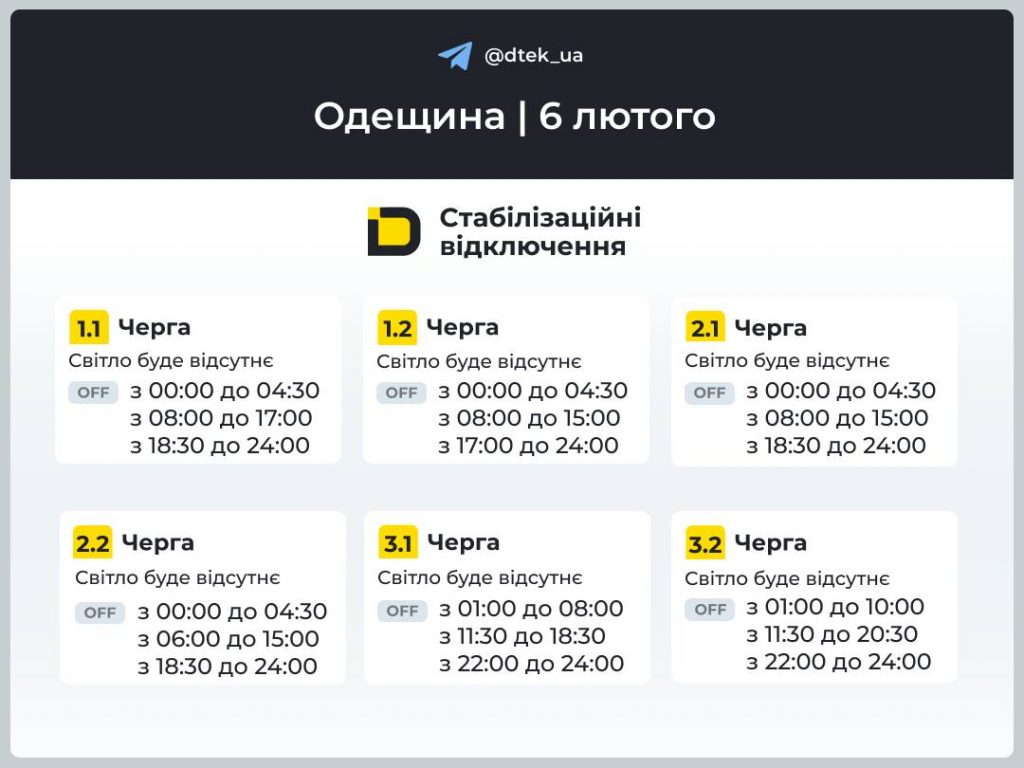 Відключення світла в Одесі та області