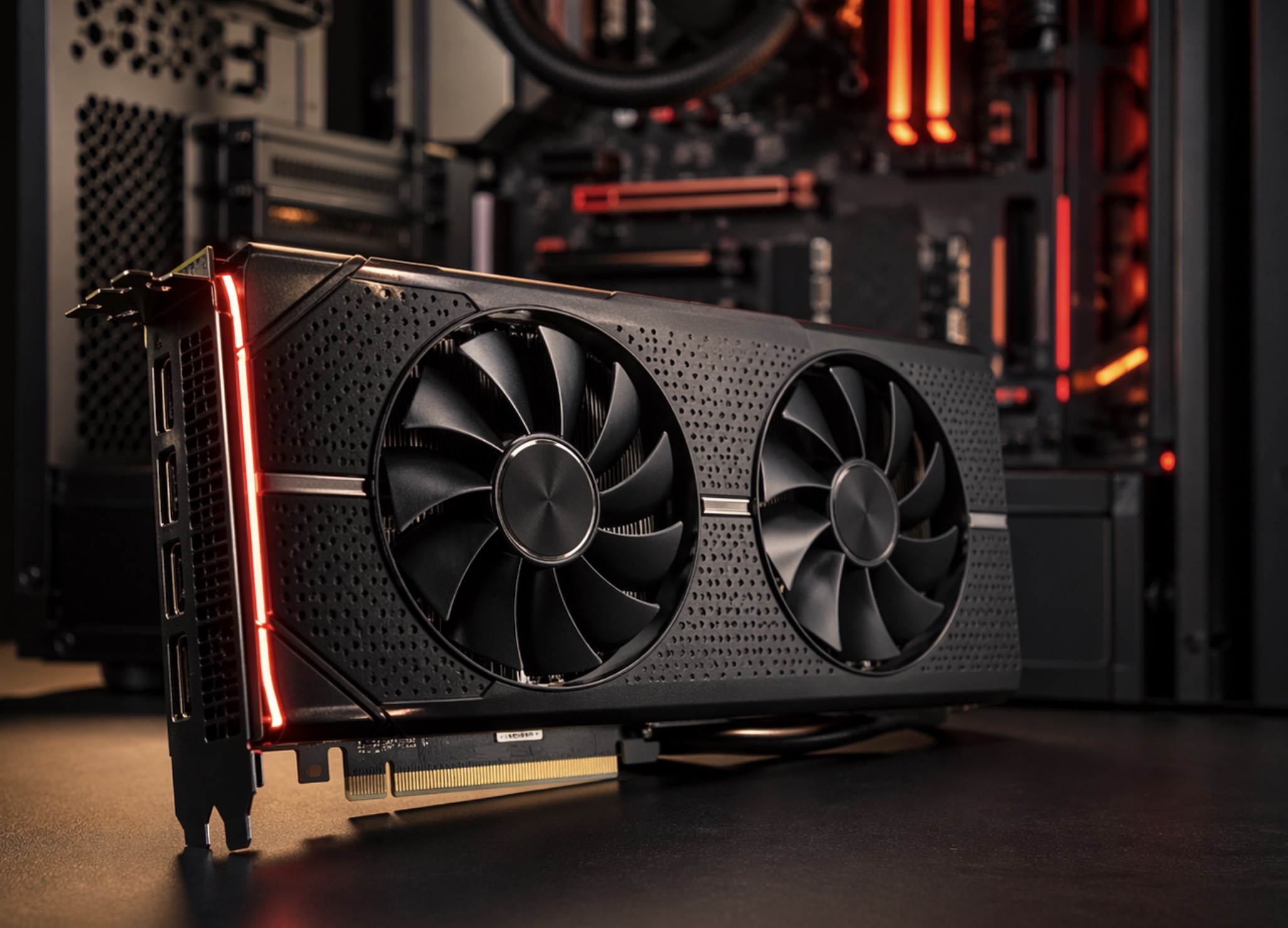 Відеокарта AMD Radeon RX 580 Sapphire Nitro+ на фоні збирання ігрового ПК