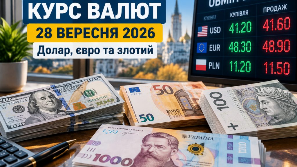 Курс валют на 28 вересня 2026